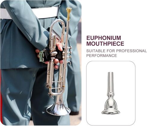 HANABASS Silver-plated Euphonium Mouthpiece Replacement Small Brass Instrument Accessory for Beginners and Euphonium Practice Portable Part for Lovers in Kuwait