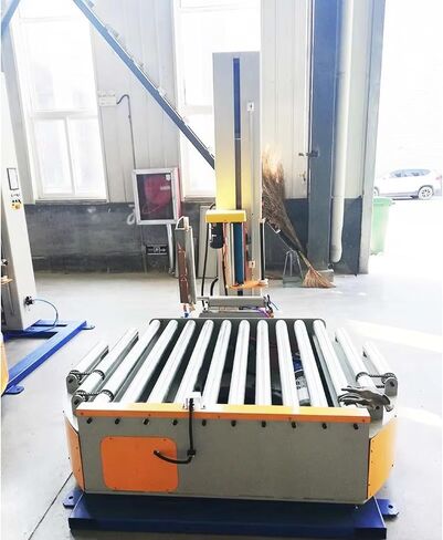 Automatic Pallet Stretch Wrapping Machine PLC Controlled Industrial Shrink Wrap Machine for Manufacturing Warehouse End of Line Packaging System for Workers in Saudi Arabia