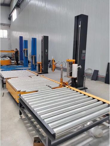 Automatic Pallet Stretch Wrapping Machine PLC Controlled Industrial Shrink Wrap Machine for Manufacturing Warehouse End of Line Packaging System for Workers in Saudi Arabia