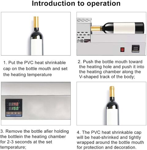 Electric PVC Heat-Shrink Machine for Bottle caps; 600W Adjustable-Temperature Unit,for Heat-Shrinking Capsules on Wine Bottles with a Maximum Diameter of 80mm in Kuwait