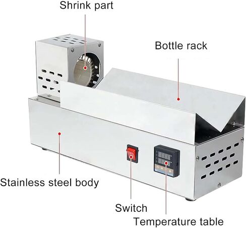 Electric PVC Heat-Shrink Machine for Bottle caps; 600W Adjustable-Temperature Unit,for Heat-Shrinking Capsules on Wine Bottles with a Maximum Diameter of 80mm in Kuwait