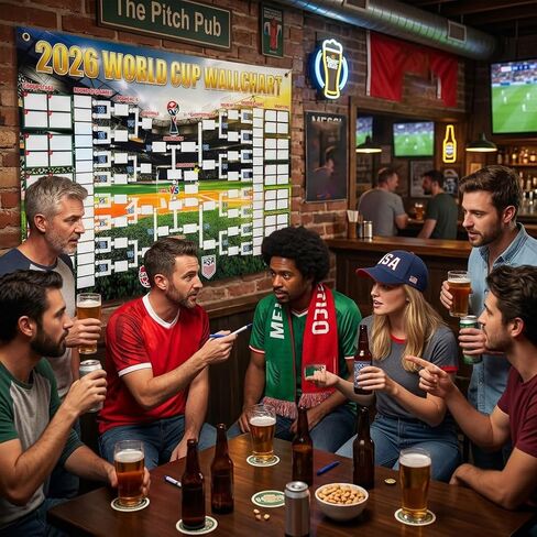2026 Soccer Tournament Wall Chart Poster, Football Match Tracker & Bracket Board with Team Flag Stickers for Predicting the 2026 Soccer Matches, Watch Party Planner for Home Office Wall Decor, Gift for Soccer Fans in Kuwait