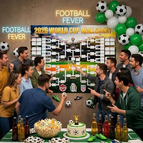 2026 Soccer Tournament Wall Chart Poster, Football Match Tracker & Bracket Board with Team Flag Stickers for Predicting the 2026 Soccer Matches, Watch Party Planner for Home Office Wall Decor, Gift for Soccer Fans in Kuwait