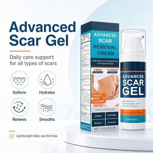 Scar Cream, Advanced Scar Gel for Old & New Scars, Professional Scar Removal Cream For Surgical Scars, Face, Body, Leg, Acne, Stitches, Burns, C-Section, Keloids, 1.76oz in Saudi Arabia