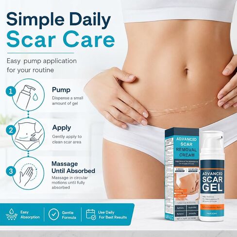 Scar Cream, Advanced Scar Gel for Old & New Scars, Professional Scar Removal Cream For Surgical Scars, Face, Body, Leg, Acne, Stitches, Burns, C-Section, Keloids, 1.76oz in Saudi Arabia