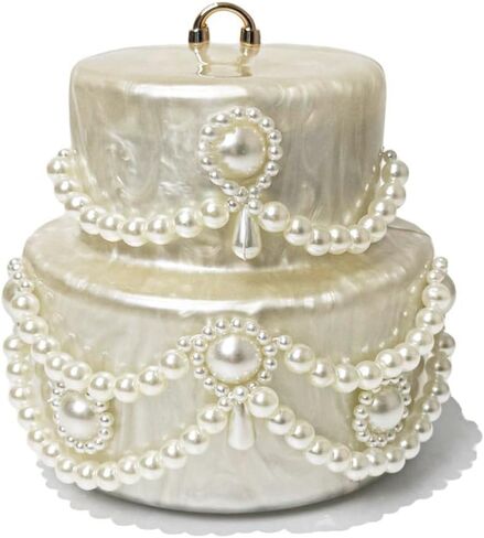 Mini Acrylic Cake Shaped Clutch for Women Pearl Acrylic Evening Bag Unique Evening Handbag Purse for Wedding Party Prom in Saudi Arabia