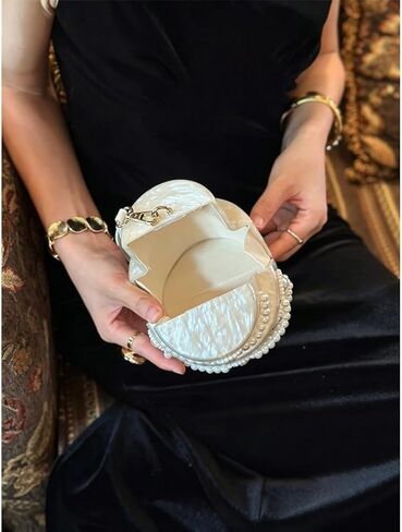 Mini Acrylic Cake Shaped Clutch for Women Pearl Acrylic Evening Bag Unique Evening Handbag Purse for Wedding Party Prom in Saudi Arabia