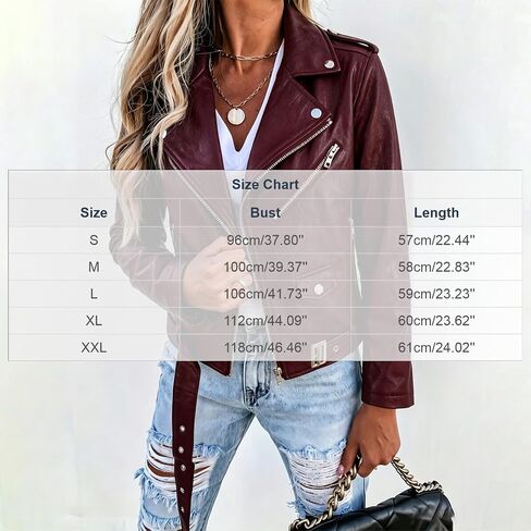 سترات نسائية من الجلد الصناعي بسحاب معاطف قصيرة لراكبي الدراجات النارية | سترة بأكمام طويلة وحزام وسحاب غير متماثل مع طية صدر السترة، معاطف قصيرة عصرية مع جيوب، معطف كاجوال لملابس خارجية للدراجات النارية in Kuwait