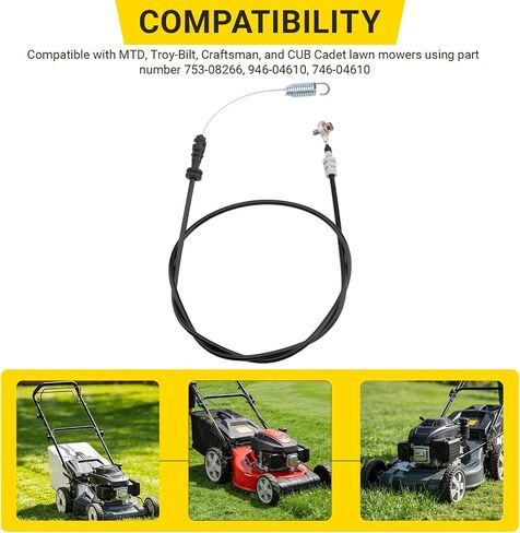 طقم كابل التحكم بالشفرة 753-08266، يناسب CUB Cadet: CC760, CC760ES | متوافق مع جزازات MTD، Craftsman، Troy-Bilt Walk Behind Mowers، يناسب الموديلات: CX 33 بوصة، CC760ES، TBWC33XP، CC760، قطع واسعة 33 بوصة in Kuwait