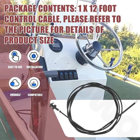 12 Foot Control Cable Compatible with Re-mote Drain Plug Baitwells Livewells and Ballast Configurations in Kuwait