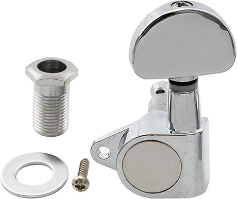 Musiclily Basic R15A 3R3L 15:1 Ratio Full Sealed Machine Heads Tuners Tuning Pegs Keys with Half Moon Button Right Angle Screw for Acoustic Electric Guitar, Chrome in Kuwait