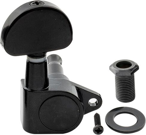 Musiclily Basic R15A 3R3L 15:1 Ratio Full Sealed Machine Heads Tuners Tuning Pegs Keys with Half Moon Button Right Angle Screw for Acoustic Electric Guitar, Chrome in Kuwait