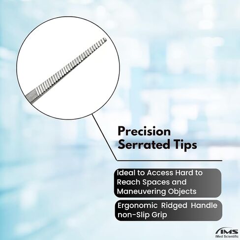 Multifunction Lab Tweezers Narrow Micro Point Fine Serrations Stainless Steel Forceps - 10" Straight in Kuwait