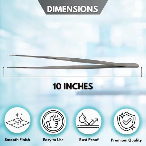 Multifunction Lab Tweezers Narrow Micro Point Fine Serrations Stainless Steel Forceps - 10" Straight in Kuwait