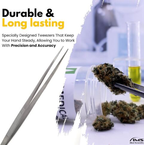 Multifunction Lab Tweezers Narrow Micro Point Fine Serrations Stainless Steel Forceps - 10" Straight in Kuwait