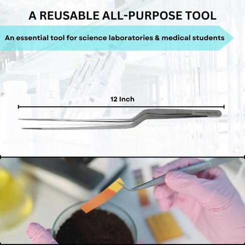 Precision Long Slim Tweezers with Very Fine Serrated Tips Stainless Steel Lab Forceps (Bayonet Handle - 12") in Kuwait