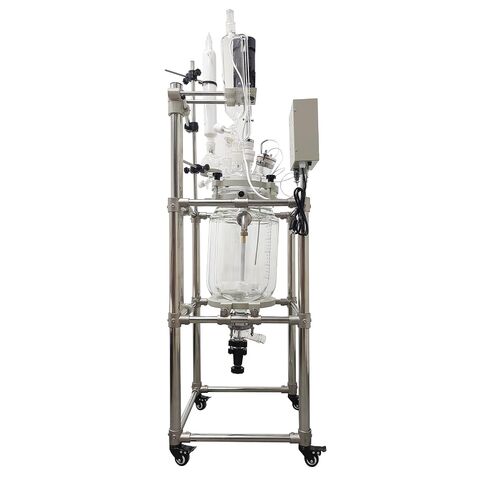 10L Double-Layer Glass Reaction Kettle with Digital Display | GG-17 glass, -80~200°C. PTFE seal, 0-500RPM stirrer, S-coil condenser. Mobile frame, for chemical & laboratory R&D. 110V in Kuwait