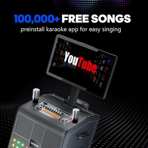 Smart Karaoke Machine with 23.8Inch Touch Screen & Lyrics Display, Up to 2000W Powerful Speaker, Super Deep Bass Sound for Home Party, Outdoor - Perfect for Adults, Kids, Singers & Music Lovers in Kuwait
