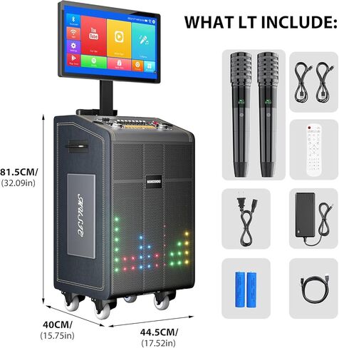 Smart Karaoke Machine with 23.8Inch Touch Screen & Lyrics Display, Up to 2000W Powerful Speaker, Super Deep Bass Sound for Home Party, Outdoor - Perfect for Adults, Kids, Singers & Music Lovers in Kuwait