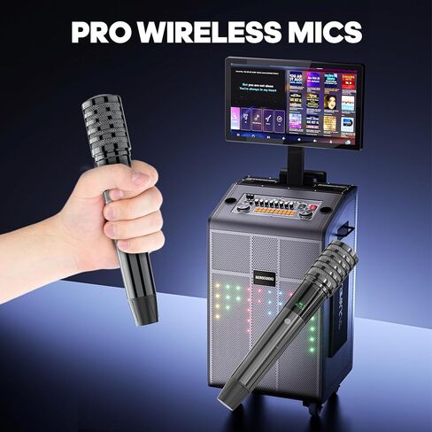 Smart Karaoke Machine with 23.8Inch Touch Screen & Lyrics Display, Up to 2000W Powerful Speaker, Super Deep Bass Sound for Home Party, Outdoor - Perfect for Adults, Kids, Singers & Music Lovers in Kuwait