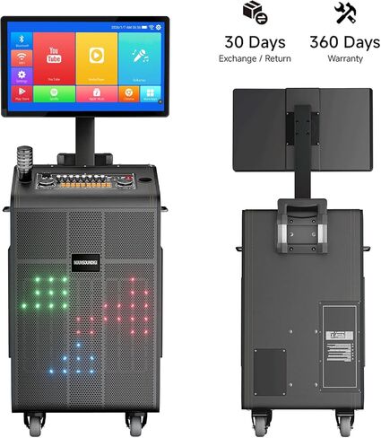 Smart Karaoke Machine with 23.8Inch Touch Screen & Lyrics Display, Up to 2000W Powerful Speaker, Super Deep Bass Sound for Home Party, Outdoor - Perfect for Adults, Kids, Singers & Music Lovers in Kuwait