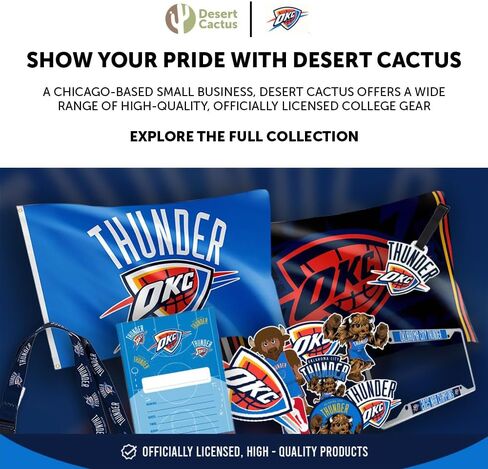 حامل شارة Desert Cactus Oklahoma City Thunder OKC قابل للسحب، بكرة شارة معرف كرة السلة الوطنية NBA مع مشبك تذكرة للحبل والعمل والمدرسة والمكتب (التصميم B) in Kuwait