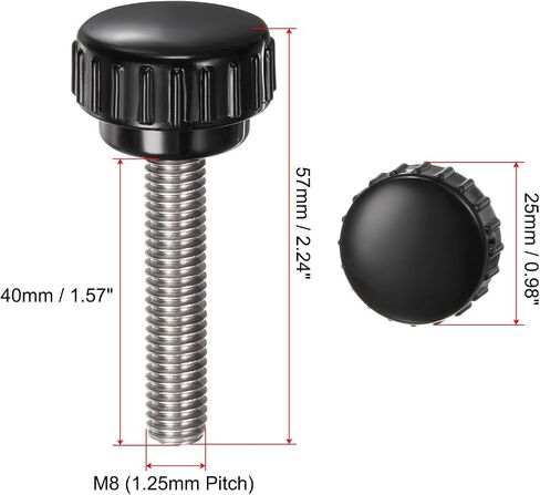 4 قطع مخرش لقط المقابض M8 × 40 ملم متري 304 الفولاذ المقاوم للصدأ ذكر الموضوع الإبهام المسمار على نوع 25 ملم البلاستيك جولة رئيس الخيوط اليد الترباس مسمار المقابض الأسود in Kuwait