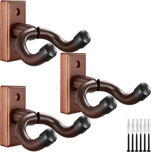 KKG 7 Pack Guitar Brown Wall Mount,Guitar Wall Hanger, Guitar Hanger Wall Hook Holder Stand with Screws, Hardwood Guitar Wall Mount Hanger for Acoustic Guitar, Electric Guitar, Banjo, Bass in Saudi Arabia