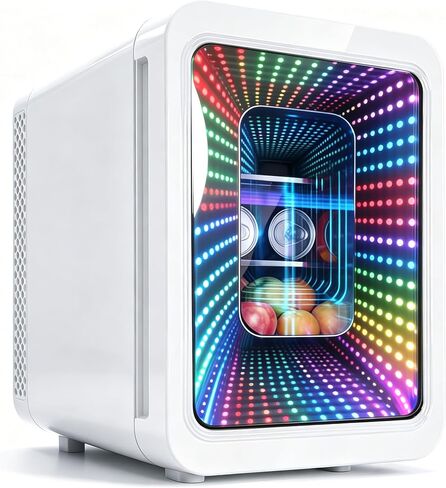 Kikihouse 20L/22Cans Mini Fridge with LED Gaming Light, Small Beverage Refrigerator for Bedroom, Office, Dorm and Car, AC/DC Portable Cooler for Drinks, Skincare, Drip Tray Included in Kuwait