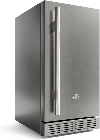 15 Inch Outdoor Refrigerator, Weather Proof Stainless Steel Beverage Beer Cooler Under Counter Fridge, Indoor/Outdoor Refrigerator with 3 Shelves for Patio Kitchen and Commercial Use in Kuwait