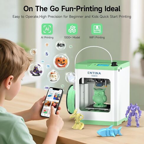 Entina Kids Mini APP Control 3D Printer & 4 Colors PLA Filament Bundle in Kuwait