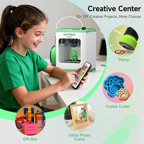 Entina Kids Mini APP Control 3D Printer & 4 Colors PLA Filament Bundle in Kuwait