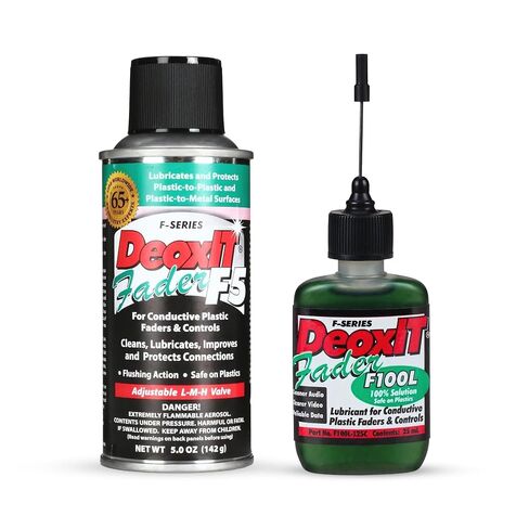 مجموعة صيانة DeoxIT FaderLube، تتضمن رذاذ F5S-H6 بنسبة 5% (5 أونصة) وقطارة F100L-L25C بنسبة 100% (25 مل) لمقاييس الجهد والبهتان وتشحيم الاتصال الإلكتروني in Kuwait