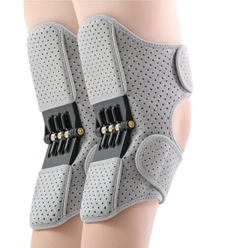 EUNOGO Ms 2 PCS Knee Protection Booster, Joint Support Spring Knee Stabilizer Pad with 3 Springs, Power Knee Stabilizer Pads for Men Women, Climbing, Squat, Volleyball(Gray,X-Large) in Kuwait