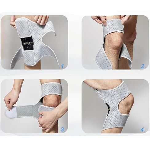EUNOGO Ms 2 PCS Knee Protection Booster, Joint Support Spring Knee Stabilizer Pad with 3 Springs, Power Knee Stabilizer Pads for Men Women, Climbing, Squat, Volleyball(Gray,X-Large) in Kuwait