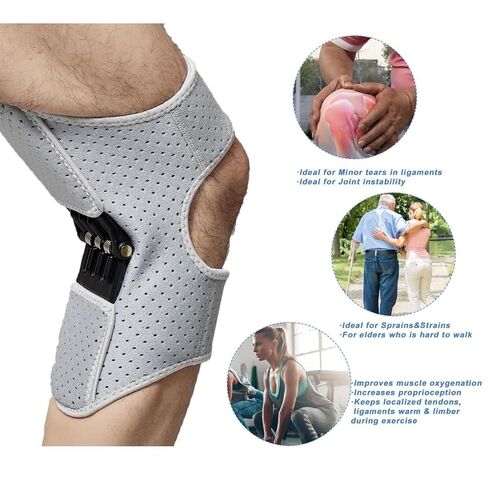 EUNOGO Ms 2 PCS Knee Protection Booster, Joint Support Spring Knee Stabilizer Pad with 3 Springs, Power Knee Stabilizer Pads for Men Women, Climbing, Squat, Volleyball(Gray,X-Large) in Kuwait