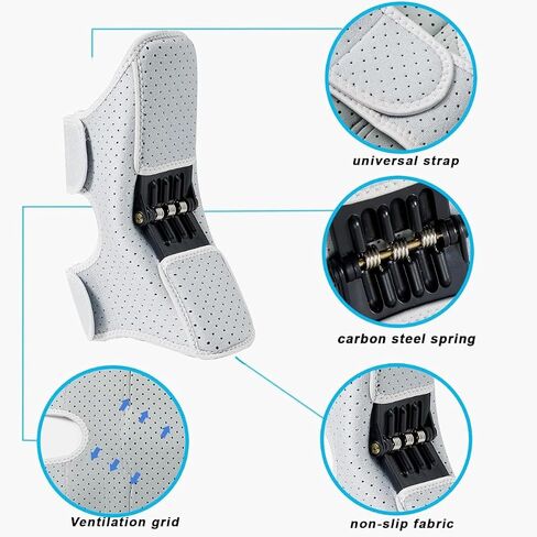 EUNOGO Ms 2 PCS Knee Protection Booster, Joint Support Spring Knee Stabilizer Pad with 3 Springs, Power Knee Stabilizer Pads for Men Women, Climbing, Squat, Volleyball(Gray,X-Large) in Kuwait