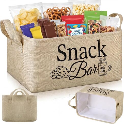 Snack Bar Organizer Snack Bin Basket for Snacks Popcorn Buckets Movie Night Gift Basket with Handles Movie Night Supplies Popcorn Station Chip Bucket Holder Chip Tray Organizer for Caddy Pantry in Kuwait