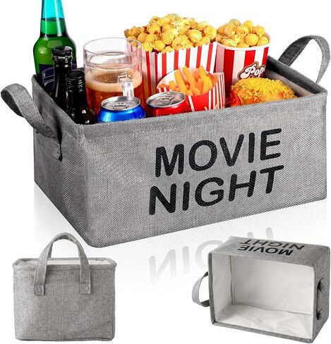 Snack Bar Organizer Snack Bin Basket for Snacks Popcorn Buckets Movie Night Gift Basket with Handles Movie Night Supplies Popcorn Station Chip Bucket Holder Chip Tray Organizer for Caddy Pantry in Kuwait