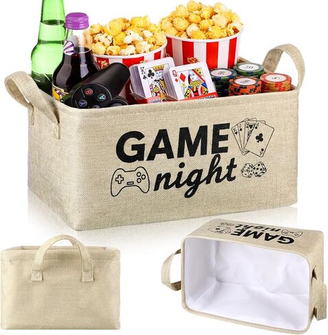 Snack Bar Organizer Snack Bin Basket for Snacks Popcorn Buckets Movie Night Gift Basket with Handles Movie Night Supplies Popcorn Station Chip Bucket Holder Chip Tray Organizer for Caddy Pantry in Kuwait