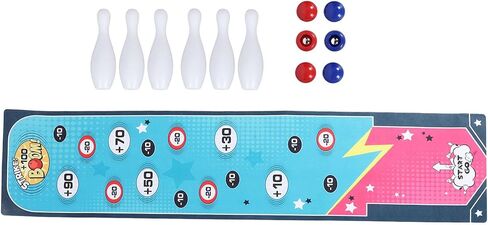 Tabletop Bowling Game Bowling Toy Desktop Set Portable Family Game Mat Indoor Play Strategic Hand Eye Coordination with Anti Slip Plastic Cloth for Kids Teens in Kuwait