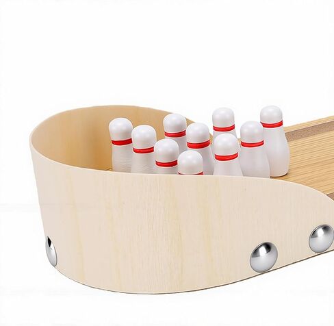 ciciglow Tabletop Mini Bowling Game Set Compact Design Wooden Decompression Gadget for Office Desk Adults Teens Kids 30x10cm in Kuwait