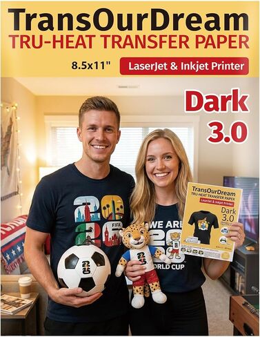 TransOurDream Iron on Heat Transfer Paper for Dark and Light T Shirts (Mixed Pack, 5+5 Sheets, 8.5x11) Printable HTV Heat Transfers Vinyl for LaserJet & Inkjet Printers (D3L3) in Kuwait