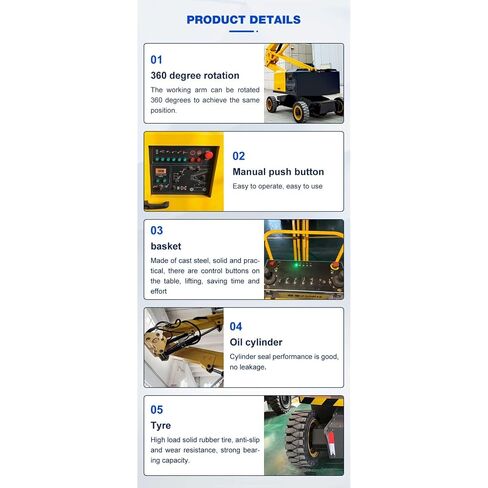 Articulated Boom Lift Hydraulic Mobile Platform Jib Support Crane Style Flexible Arm Elevating Equipment Construction Operation in Kuwait