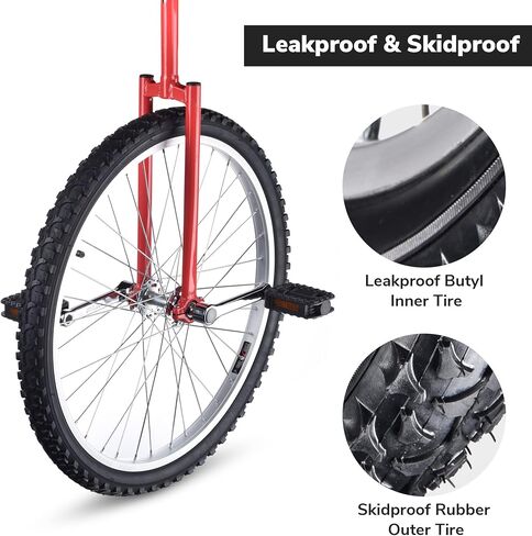 WinSpin 16 "/18" / 20 "/ 24" عجلة الدراجة الهوائية الأحادية العجلة مانعة للتسرب بوتيل عجلة ركوب الدراجات في الهواء الطلق الرياضة اللياقة البدنية ممارسة الصحة الأحمر in Kuwait