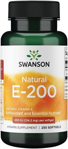 Swanson Natural Vitamin E - المكمل الطبيعي الذي يدعم صحة القلب وحماية الأنسجة - المواد الغذائية الأساسية التي تعزز الصحة العامة والعافية 200 وحدة دولية (134.2 ملليغرام) 250 SGELS in Kuwait