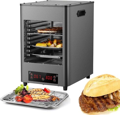 1700W Smart Touch Screen Steak Grill Oven, Electric Steak Broiler with 8 Grilling Slots, Commercial Table Top Steak Searer, 5min Fast Preheating, Max Temp 1472℉, Air Fryer Oven (Metallic 220V) in Kuwait