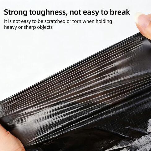 10 Pcs Extra Large Black Flat Mouth Trash Bags, 80x100cm 0.043mm Thickened Heavy Duty Plastic Garbage Bags for Commercial Sanitation & Property Use in Saudi Arabia