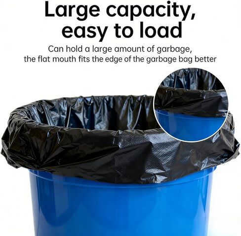 10 Pcs Extra Large Black Flat Mouth Trash Bags, 80x100cm 0.043mm Thickened Heavy Duty Plastic Garbage Bags for Commercial Sanitation & Property Use in Saudi Arabia