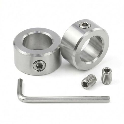 304 Stainless Steel Shaft Collars with Set Screws & Hex Key, 2 Pack, 5-25mm Inner Diameter (Bore Size), CNC Machined Precision Locking Collars for Automation, Machinery, 3D Printer, DIY Projects in Kuwait